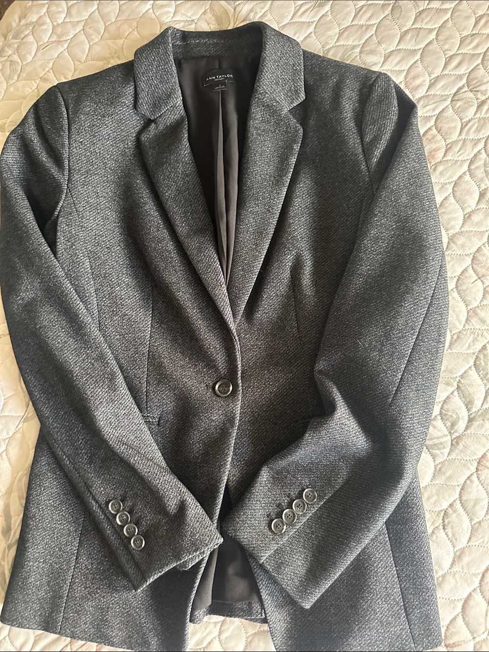 Ann Taylor Charcoal Gray Single-Button Womens Blazer